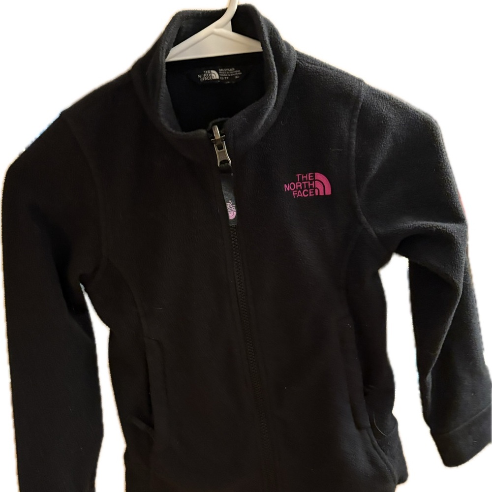 The North Face Kids Black and Pink Fleece Hoodie